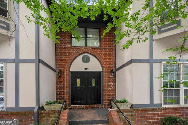 property entrance with french doors