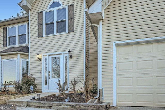 exterior space with a garage