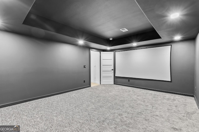 home theater with carpet flooring