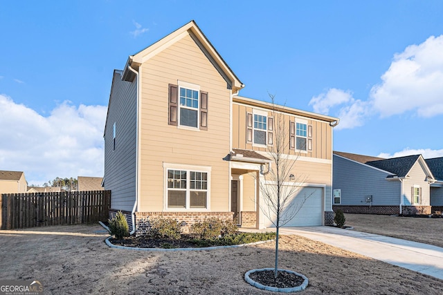 view of front property with a garage