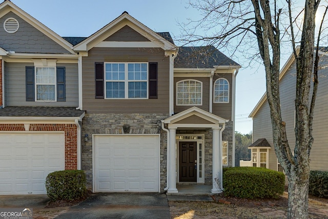 view of front of property with a garage