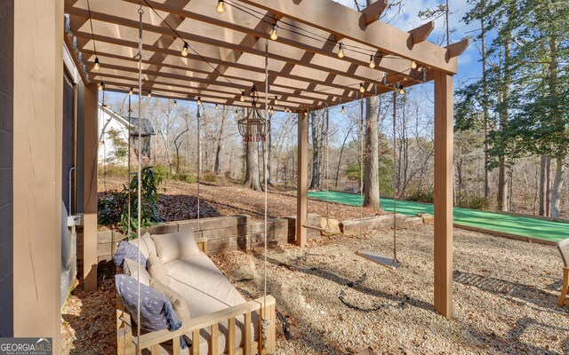 exterior space featuring a pergola