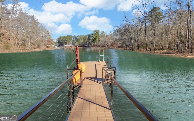 view of dock featuring a water view