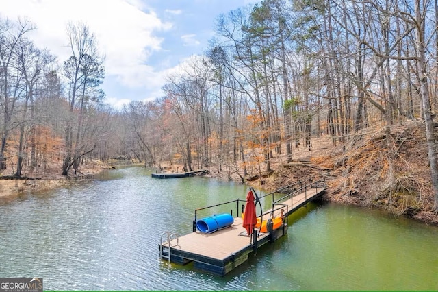 view of dock featuring a water view