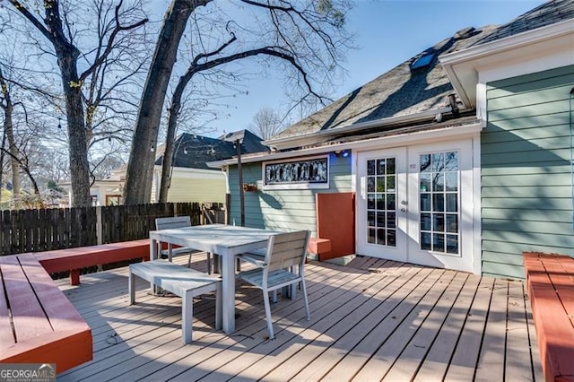 deck featuring french doors