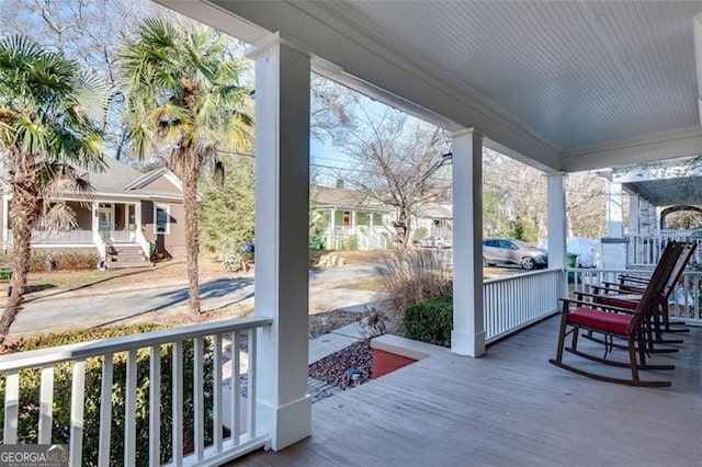 deck with covered porch