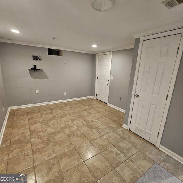 interior space with ornamental molding