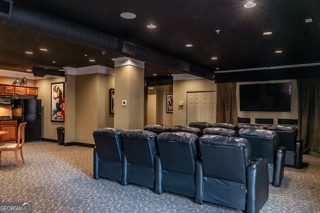 view of carpeted cinema room