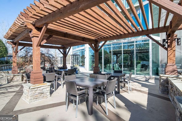 view of patio with a pergola