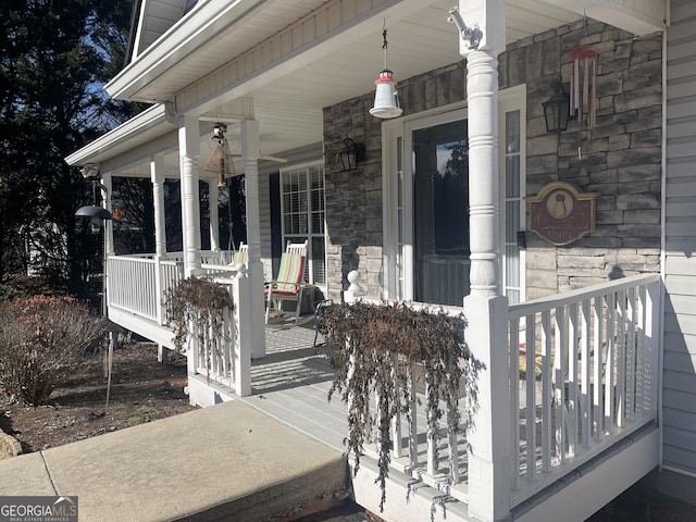 wooden terrace with covered porch