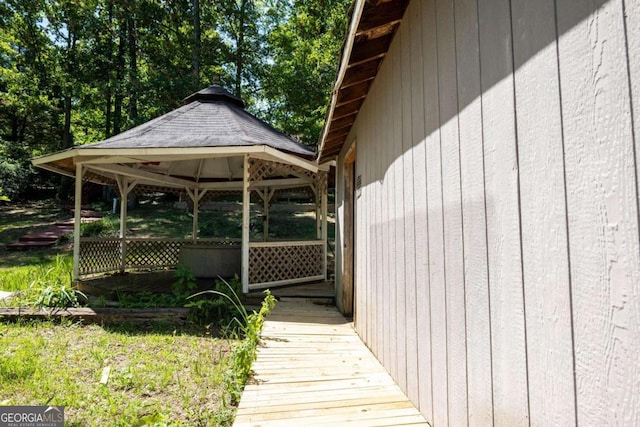 wooden deck with a gazebo