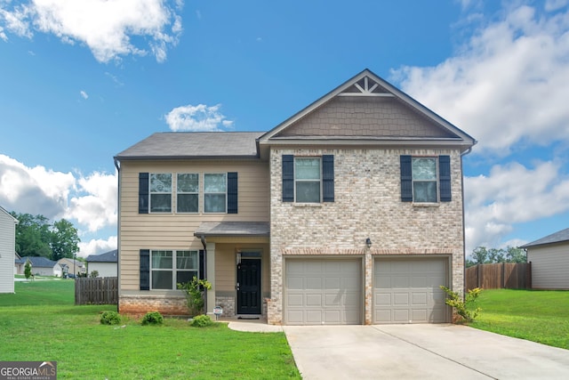 view of front of home featuring a garage and a front yard