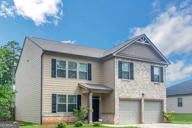 craftsman inspired home with a garage