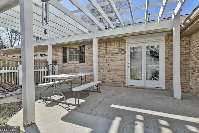 view of patio featuring a pergola