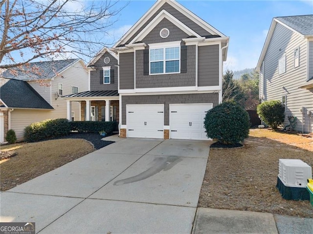 view of front of house with a garage