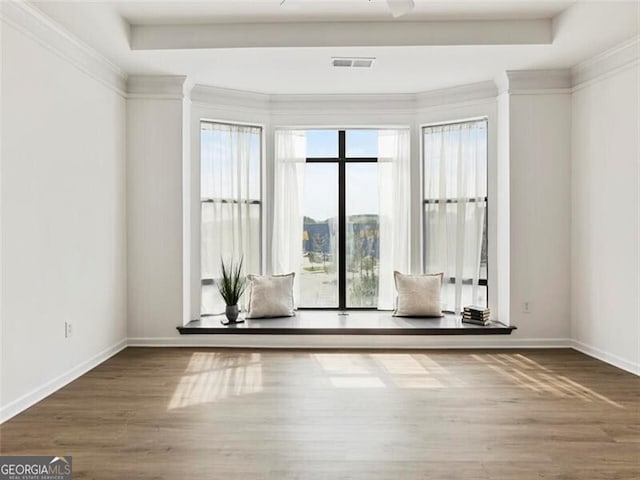 empty room with hardwood / wood-style floors