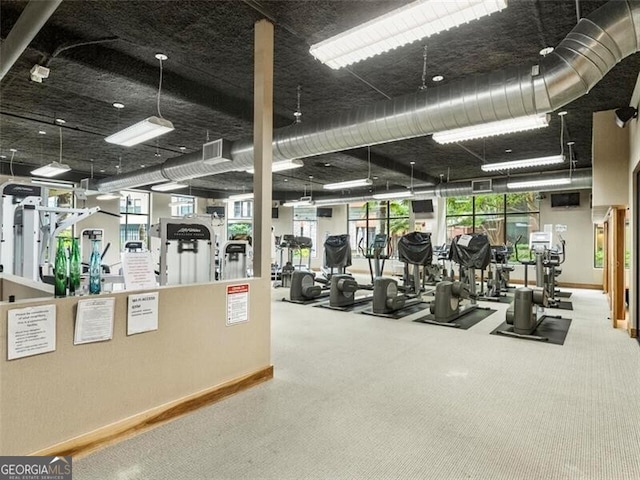 gym featuring carpet floors