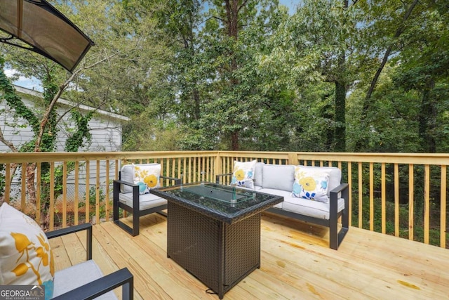 deck featuring an outdoor living space