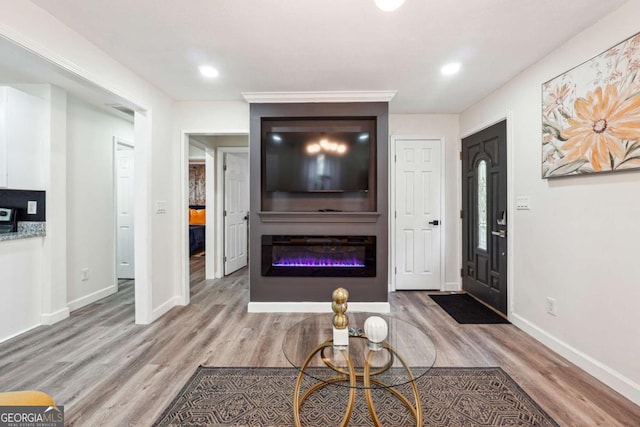 living room with hardwood / wood-style floors