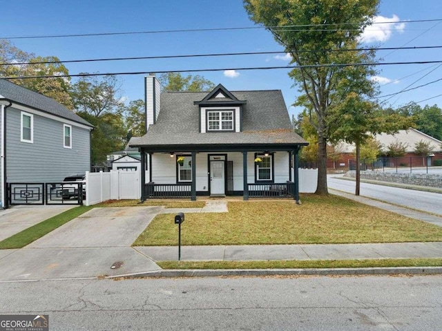 bungalow-style home with a front yard and a porch