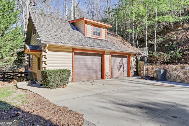 view of garage