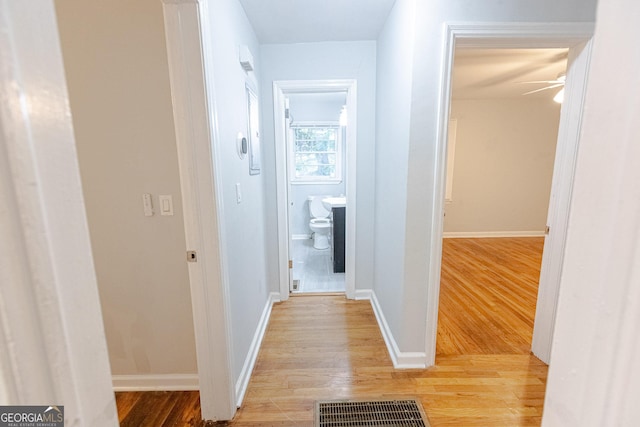 hall featuring light hardwood / wood-style flooring