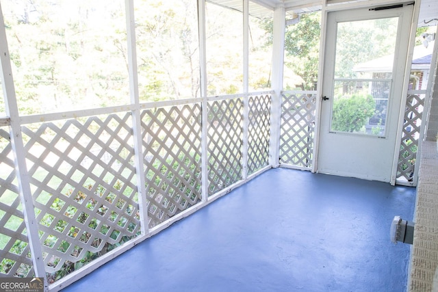 view of unfurnished sunroom