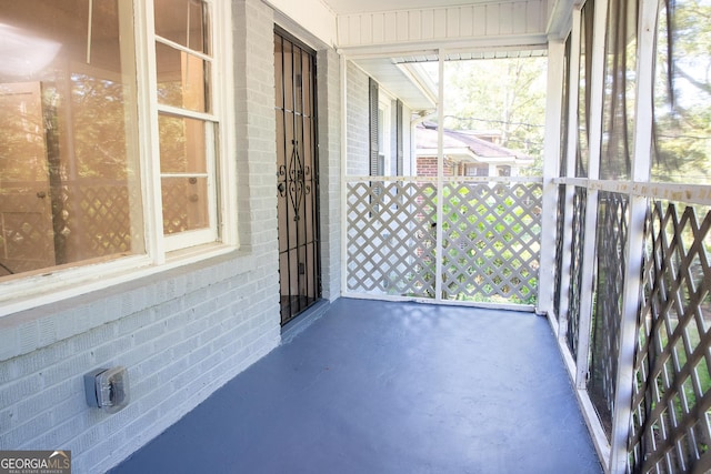 view of unfurnished sunroom