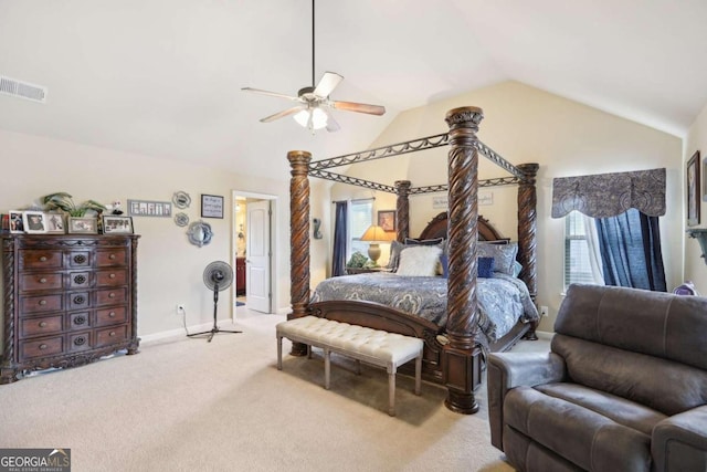709 Chapman St, Jonesboro, GA 30238 - bedroom with lofted ceiling, carpet flooring, and a ceiling fan