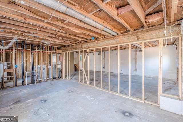 basement with water heater