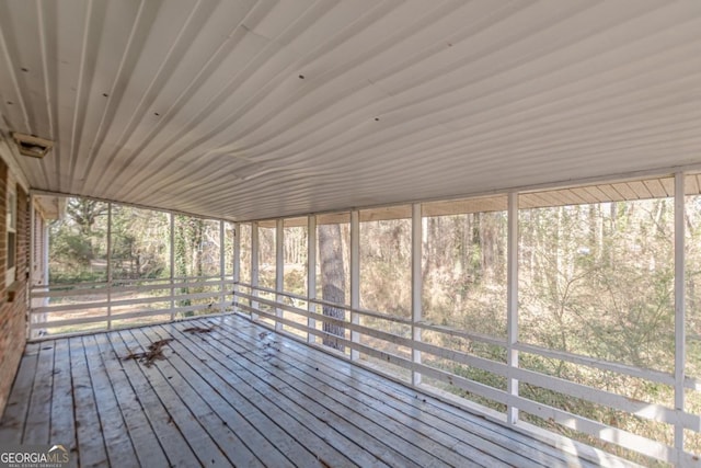 view of unfurnished sunroom