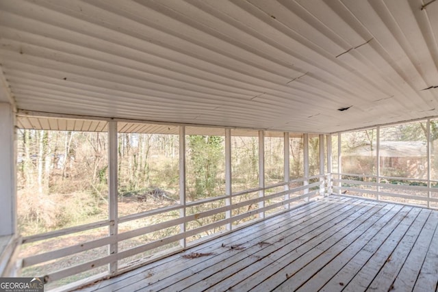 view of unfurnished sunroom