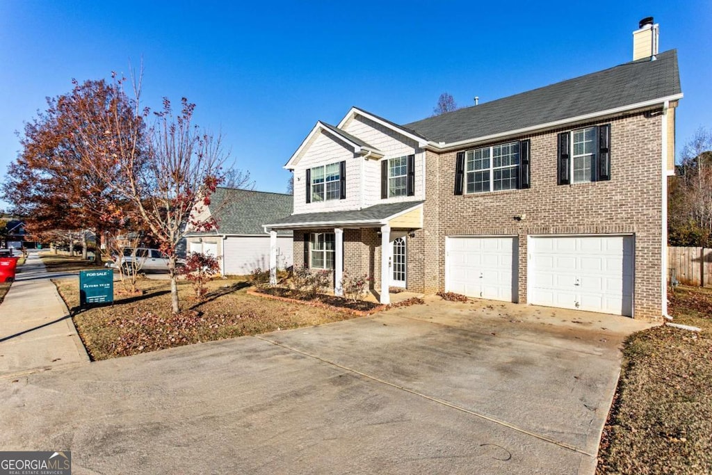 view of front of house with a garage