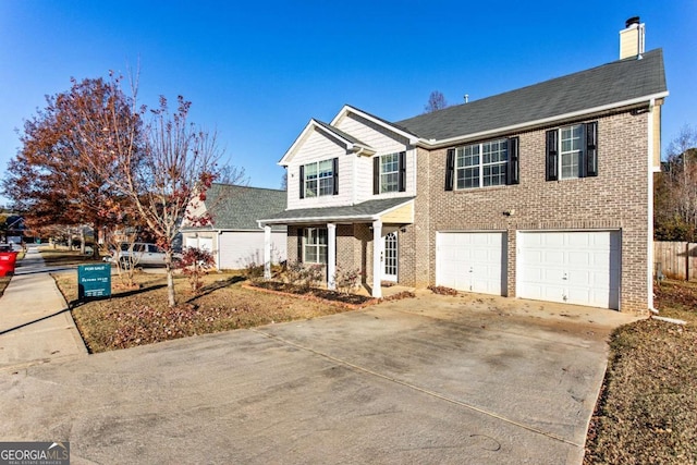 view of front of house with a garage