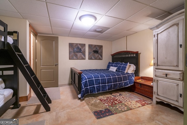 bedroom with a drop ceiling