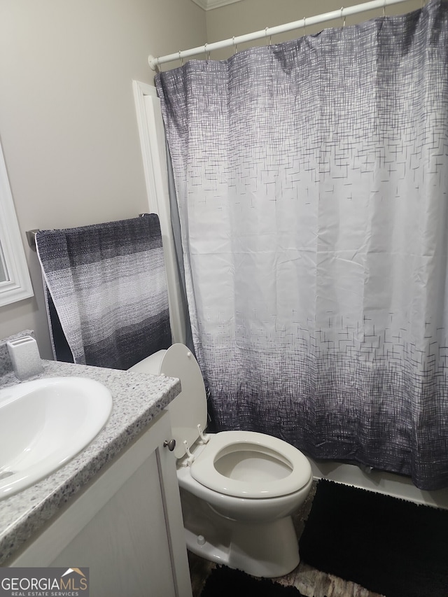 bathroom featuring vanity and toilet