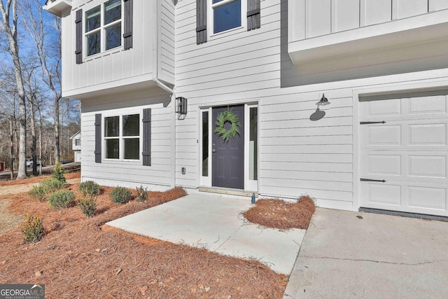 entrance to property with a garage