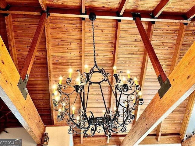 room details with wooden ceiling and beam ceiling