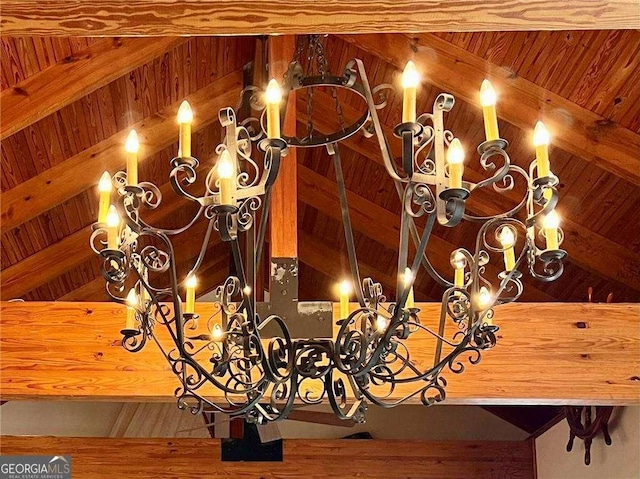 interior details featuring wood ceiling and beamed ceiling