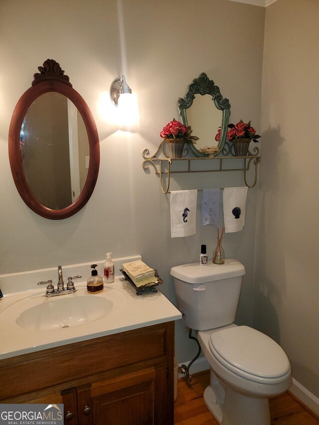 1030 Lake Haynes Dr NE, Conyers, GA 30012 - bathroom with wood finished floors, vanity, and toilet