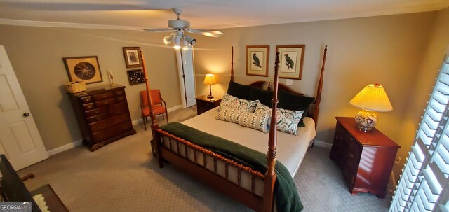 1030 Lake Haynes Dr NE, Conyers, GA 30012 - bedroom with a ceiling fan, carpet floors, ornamental molding, and baseboards