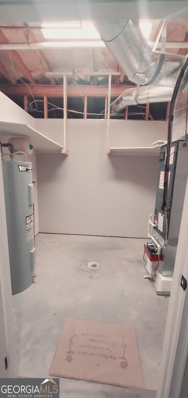 basement with electric water heater