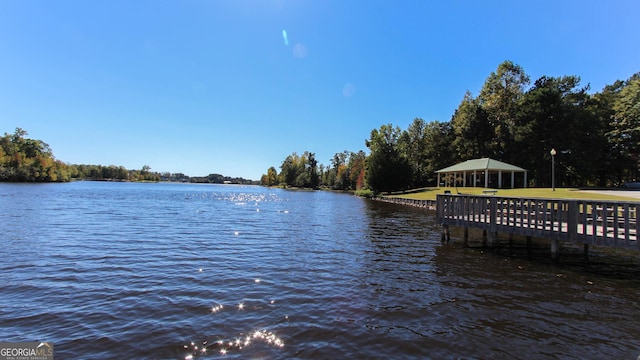 dock area featuring a water view