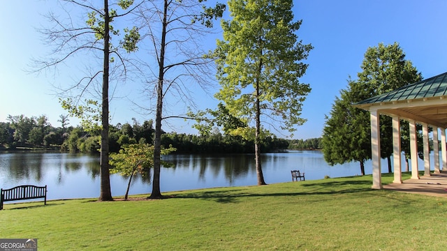 water view with a gazebo