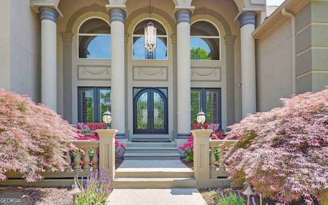 view of exterior entry with french doors