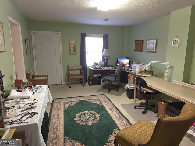 office with a textured ceiling