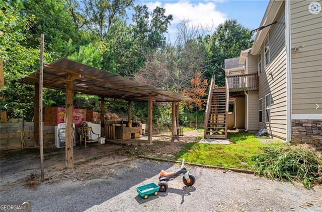 exterior space with a pergola