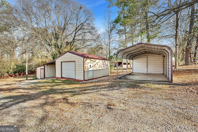 garage with a carport