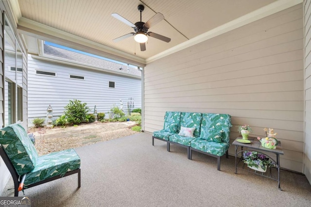 view of patio with ceiling fan