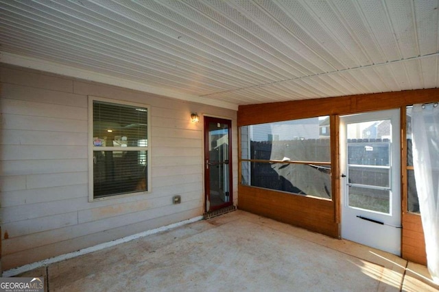 view of unfurnished sunroom